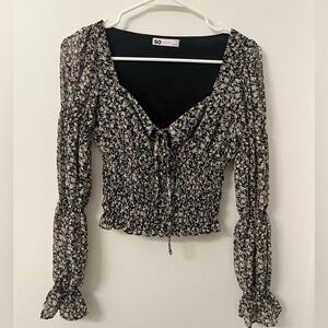 Floral long sleeve crop top